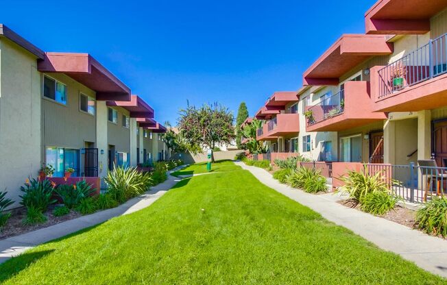 Exterior view of Mesa Vista Apartments and common areas