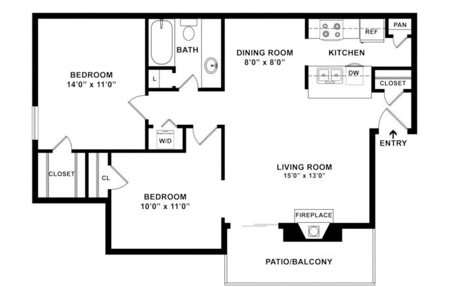 2 beds, 1 bath, 826 sqft, $1,505