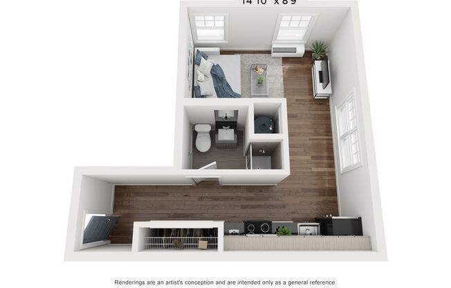 Studio, 1 bath, 595 sqft, $1,995, Unit 534