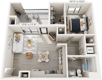 1 bed, 1 bath, 748 sqft, $2,299