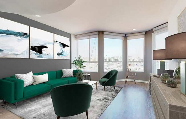 Living Room in Two-Bedroom  at Esprit Apartments, Marina del Rey, 90292