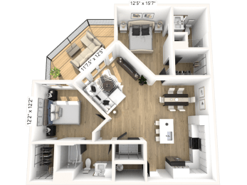 2 beds, 2 baths, 1,093 sqft, $2,233