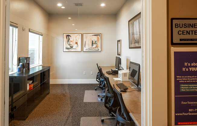 Business Center With Computers at Four Seasons at Southtowne Apartments, South Jordan, 84095