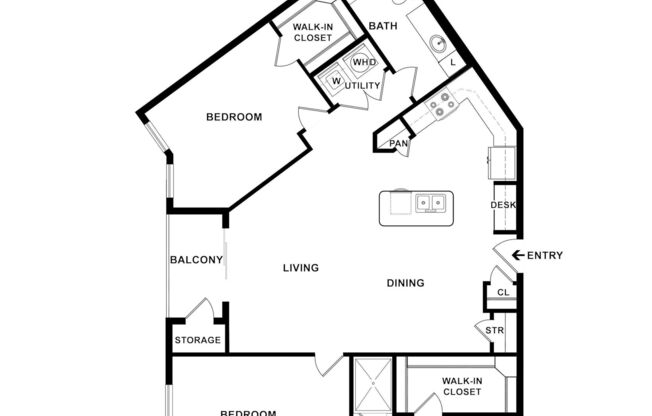 2 beds, 2 baths, 1,244 sqft, $2,235