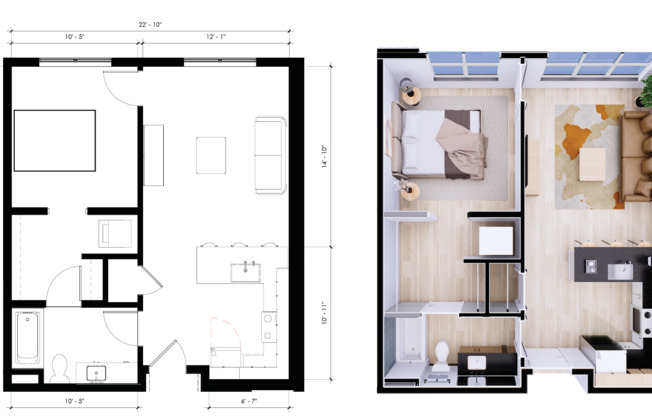 1 bed, 1 bath, 655 sqft, $1,800