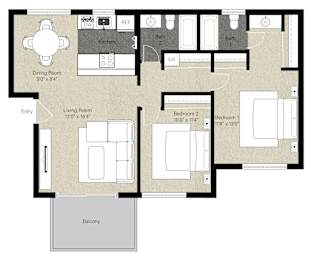 2 beds, 2 baths, 927 sqft, $3,065