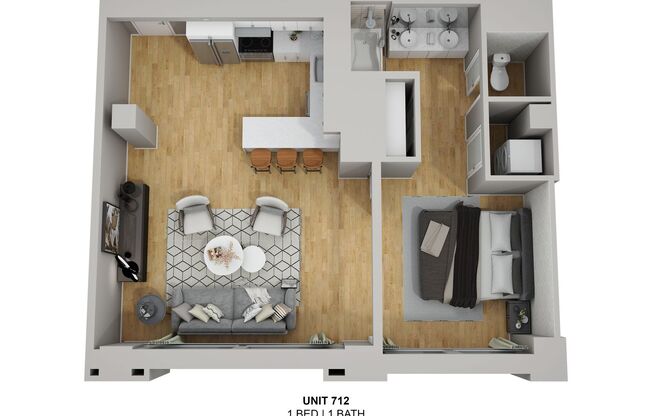 1 bed, 1 bath, 555 sqft, $3,100, Unit 812
