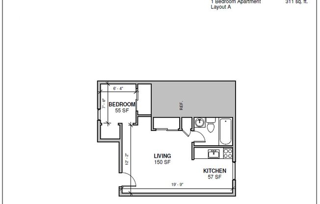 1 bed, 1 bath, 350 sqft, $525, Unit 1517 Apt. 1