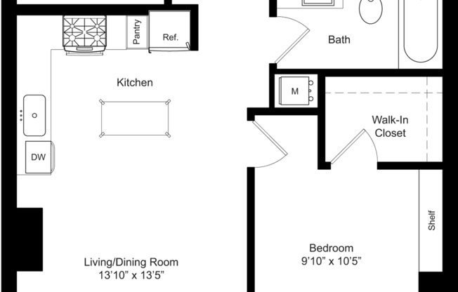 1 bed, 1 bath, 697 sqft, $2,690, Unit 1312