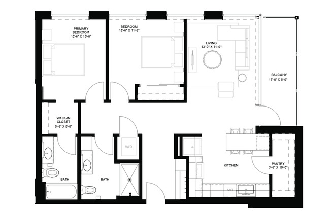 2 beds, 2 baths, 1,018 sqft, $2,100, Unit 202