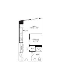 Studio, 1 bath, 444 sqft, $2,700