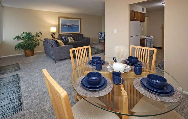 2 Bedroom 2 Bath Model Suite Dining Area at Harbor Crest Apartments in Euclid OH