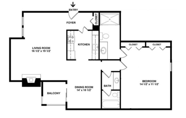 1 bed, 1.5 baths, 1,000 sqft, $920