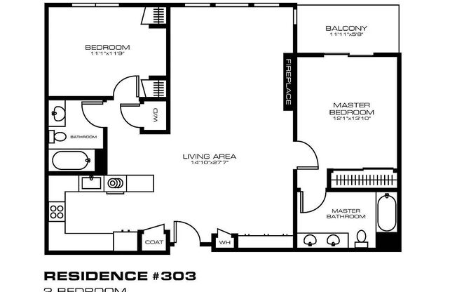 2 beds, 2 baths, 1,180 sqft, $4,198, Unit 303