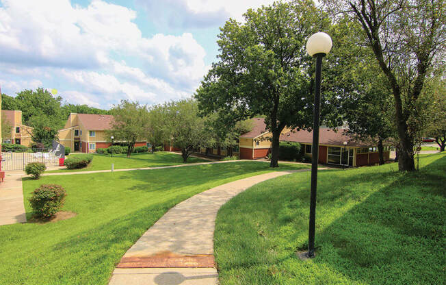 Path to Leasing Office at Raintree Apartments, Topeka, Kansas