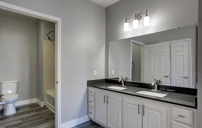 a bathroom with a toilet a sink and a mirror