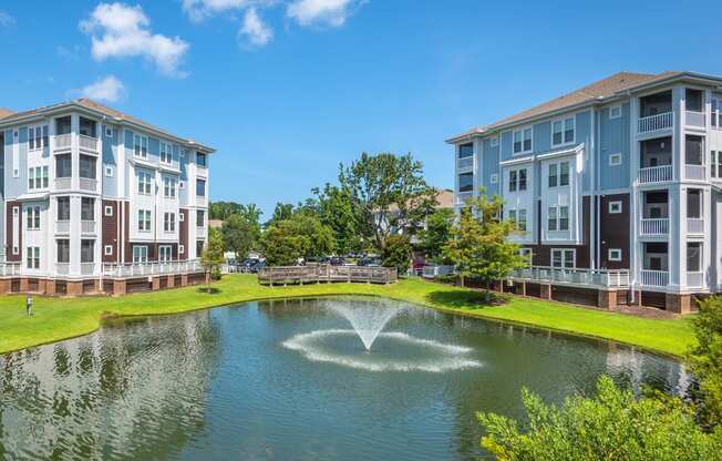 Windward Long Point Apartments - Apartment water view with fountain in select units