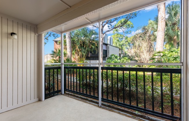 Open patio for an apartment on Coachman Rd in Clearwater, FL.