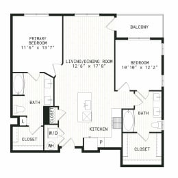 2 beds, 2 baths, 1,073 sqft, $2,194