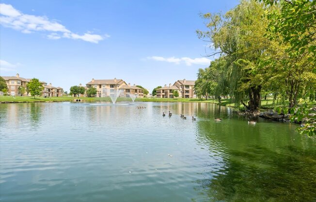 A serene lake at Stonepost Lakeside Apartment Homes, Olathe, KS