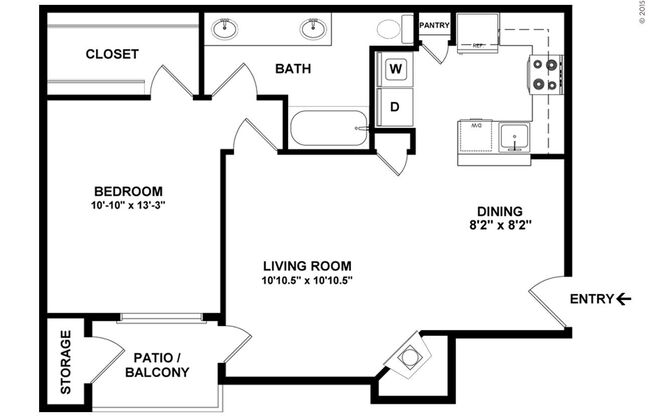 1 bed, 1 bath, 755 sqft, $871