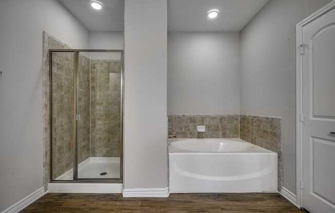 Large Soaking Tub In Bathroom at Riachi at One21, Plano, Texas