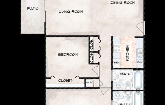 2 beds, 2 baths, 1,016 sqft, $1,300, Unit 3625 08