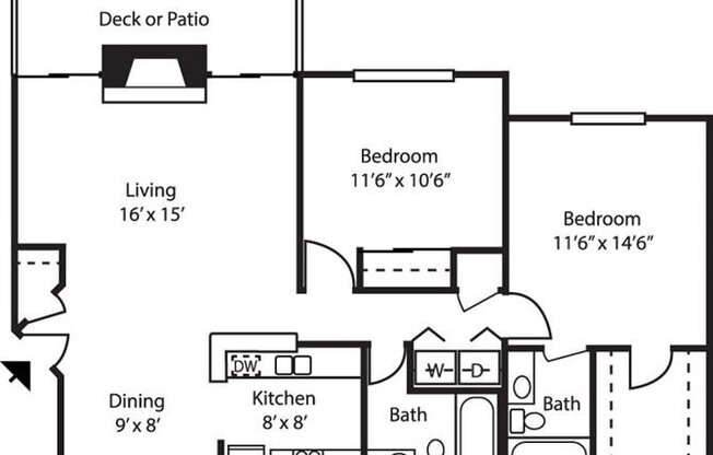2 beds, 2 baths, 980 sqft, $1,229