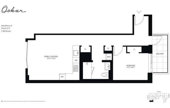 1 bed, 1 bath, 809 sqft, $5,950, Unit 7A