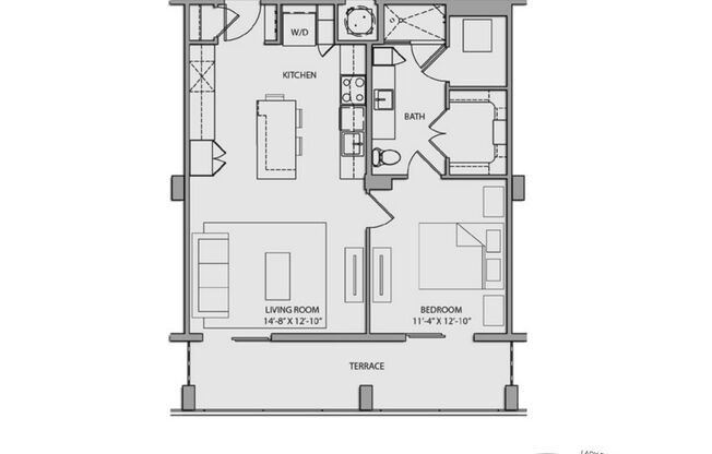 1 bed, 1 bath, 828 sqft, $3,443, Unit 1914