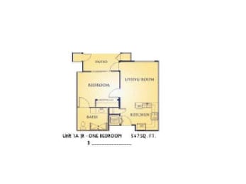 1 bed, 1 bath, 547 sqft, $1,655