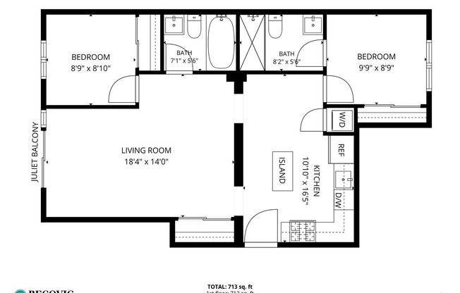 2 beds, 2 baths, 622 sqft, $2,450, Unit 205