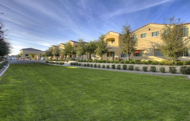 Grass area at Bella Victoria Apartments in Mesa Arizona January 2021