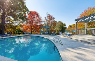 the swimming pool at the preserve at polo ridge apartments