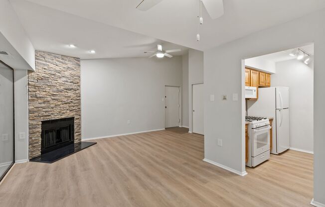 Renovated 3rd floor top level condo with vaulted ceilings.