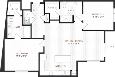 2 beds, 2 baths, 1,375 sqft, $3,145
