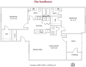 2 beds, 2 baths, 1,020 sqft, $1,375