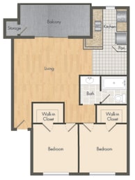 2 beds, 1 bath, 703 sqft, $1,323