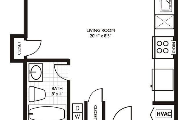 Studio, 1 bath, 280 sqft, $1,600, Unit 305