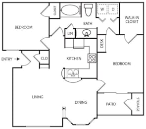 2 beds, 1 bath, 935 sqft, $896
