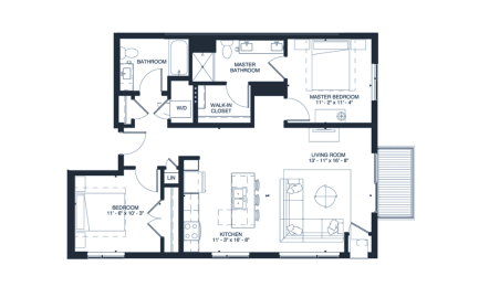 2 beds, 2 baths, 1,107 sqft, $2,125