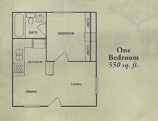 1 bed, 1 bath, 550 sqft, $735, Unit 1001
