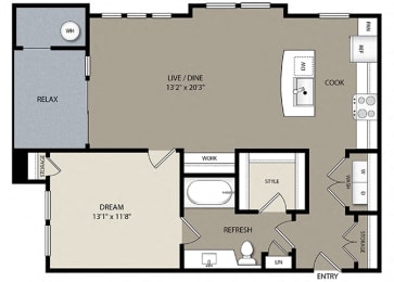 1 bed, 1 bath, 874 sqft, $1,816