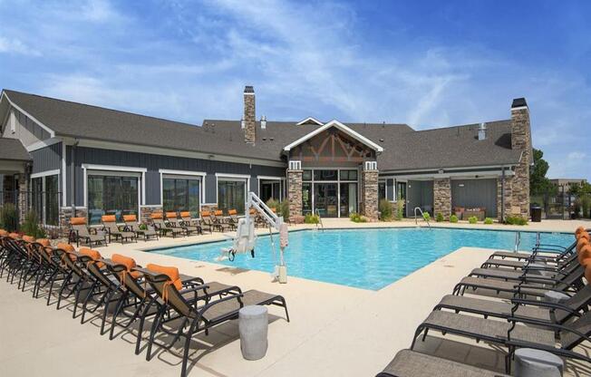 Swimming Pool With Relaxing Sundecks at Watermark at Harvest Junction, Longmont