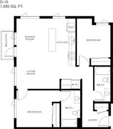 2 beds, 2 baths, 1,038 sqft, $2,311