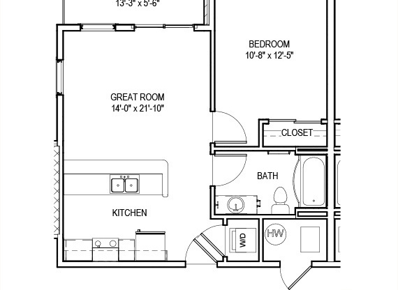 1 bed, 1 bath, 647 sqft, $1,399, Unit 201