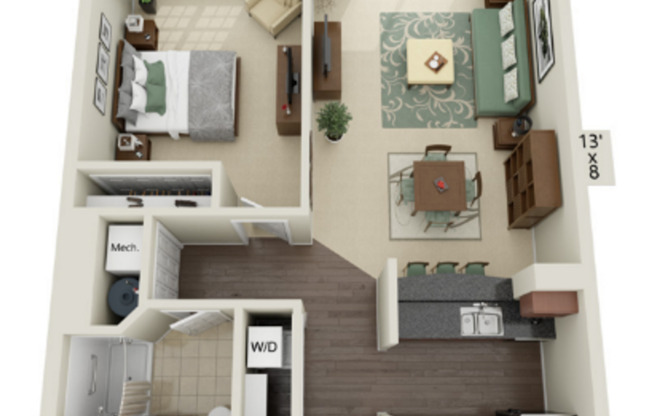 1 bed, 1 bath, 715 sqft, $1,495, Unit 6125204RPW