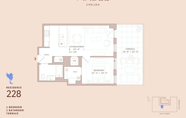 1 bed, 1 bath, 677 sqft, $7,382