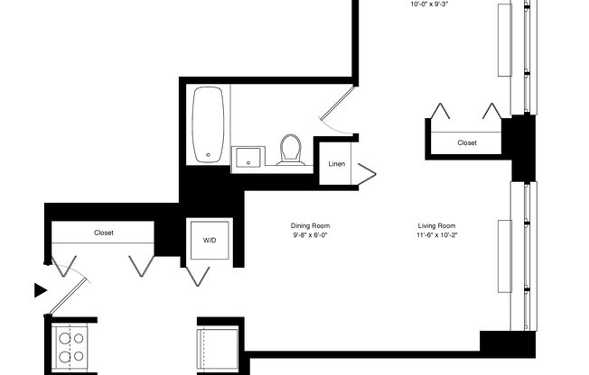 1 bed, 1 bath, 527 sqft, $5,995, Unit 32B