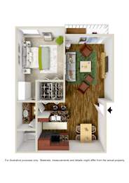  Floor Plan 1 Bedroom 1 Bath